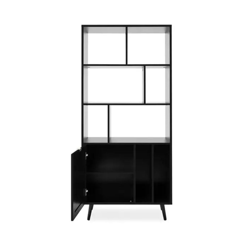 Libreria Vienna20A nera con frontali effetto vimini