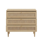 Cassettiera 3 cassetti in rovere con dettagli effetto Rattan 90.4x41.4x80H Livia