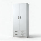 Armadio con due ante e due cassetti colore bianco frassinato 91x210H cm - ARM290C