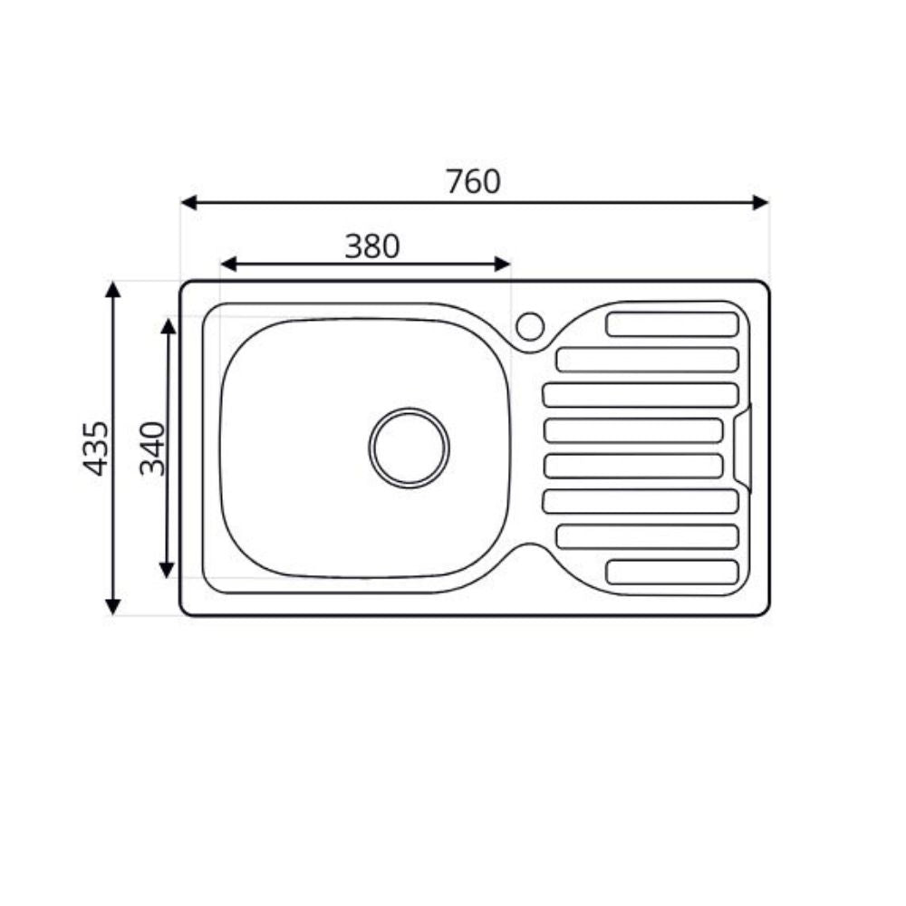 Évier encastrable cuisine inox 76x43.5 un bac et égouttoir gauche SA07SX Samet