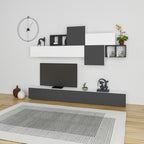 Parete attrezzata 260cm colore bianco e antracite Tromen