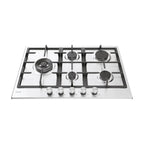 Piano cottura a gas 5 fuochi con griglie in ghisa 75 cm inox Candy CHG7WL4WTX