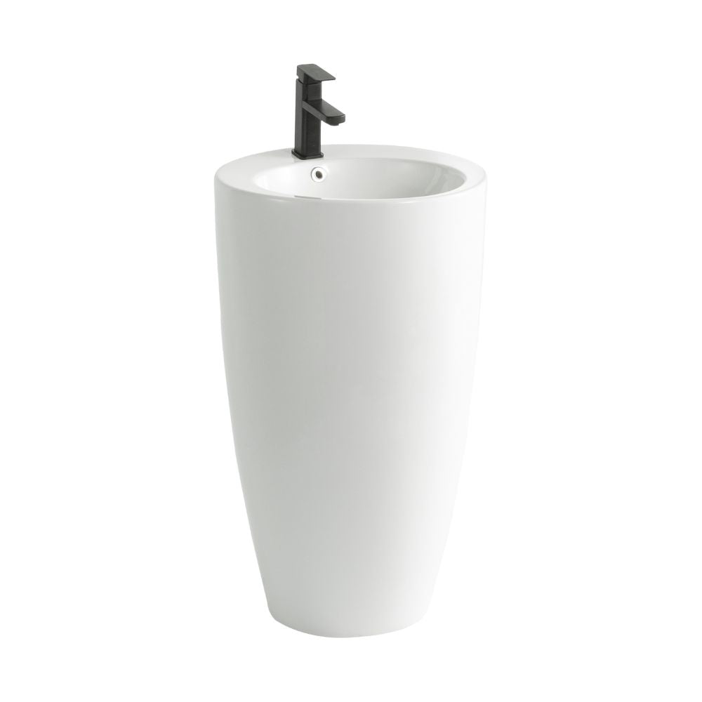 Rechteckiges Standwaschbecken aus glänzender weißer Keramik 53x46,5x86,5 LAV203