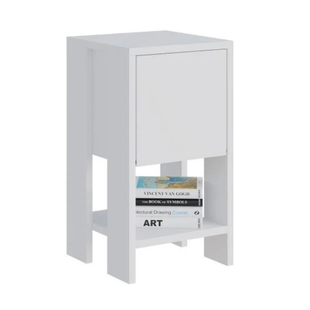 Comodino 30x55h colore bianco con anta ribalta - Ema