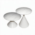Set 2 tavolini da salotto con piano effetto marmo bianco e gambe in metallo Punto