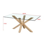 Tavolo in vetro temperato con gambe in legno 160x90 cm - Baito