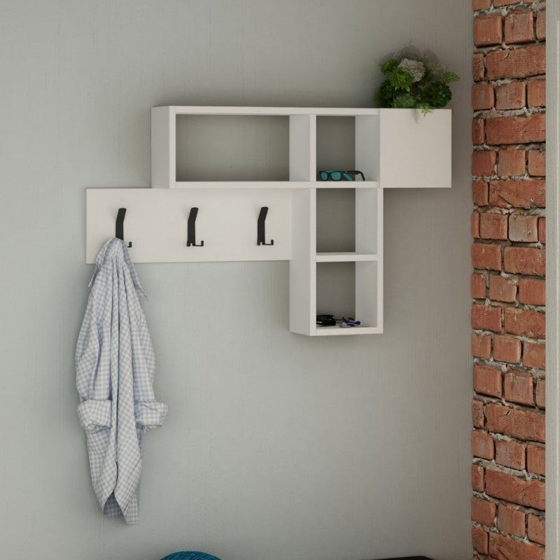 Appendiabiti da parete 99,5x61h cm in legno con ganci colore bianco - Game