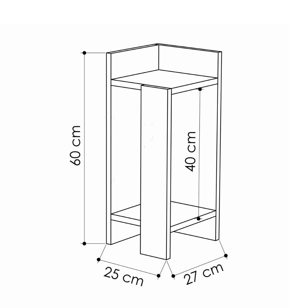 Table basse design gauche 25x60h cm couleur blanc - Elos