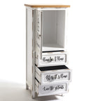 Mobile multiuso shabby chic 1 anta 3 cassetti bianco e top rovere H 120 cm Breslavia