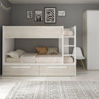 Letto a castello bianco consumato e bianco con cassettoni estraibili