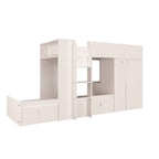 Lit superposé avec armoire et tiroirs couleur blanc 295x110x150H - Witt