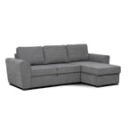 Divano letto penisola reversibile con contenitore in tessuto grigio 251.5x159.5x86H Aston
