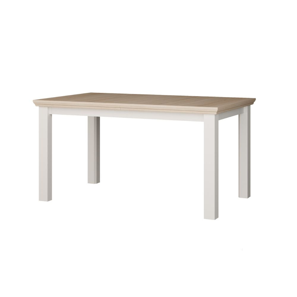 TBLT7127-Q245 AUSZIEHBARER TISCH ESSENZA GESTELL WEISS MIT PLATTE EICHE