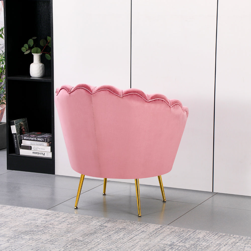 Poltrona a conchiglia in velluto rosa Orel