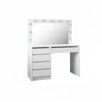 Toeletta trucco Elite bianca con specchio 5 cassetti e lampadine LED 120x55x142,6H