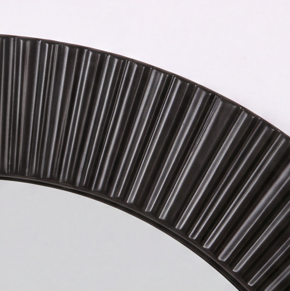 Specchio decorativo rotondo da parete 51x51 cm con cornice plissettata nera MR6043