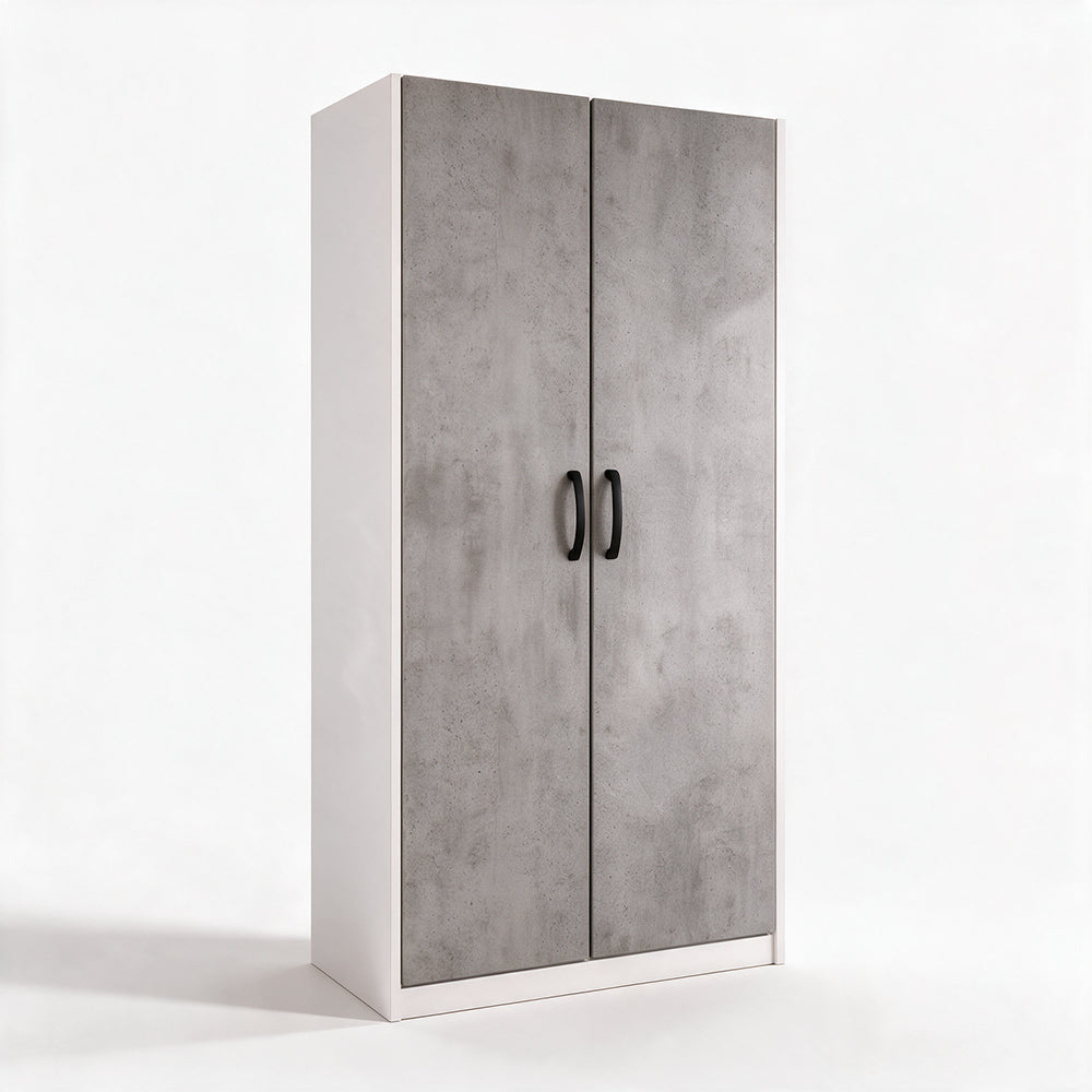 Armadio con due ante colore cemento 91x210H cm
