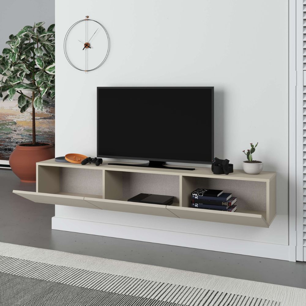 Mobile porta Tv sospeso 3 ante a ribalta colore cashmere 180x30x30H Francy