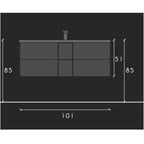 Mobile bagno sospeso colore rovere con cassetti e lavabo in ceramica 101x51H cm - Batlox