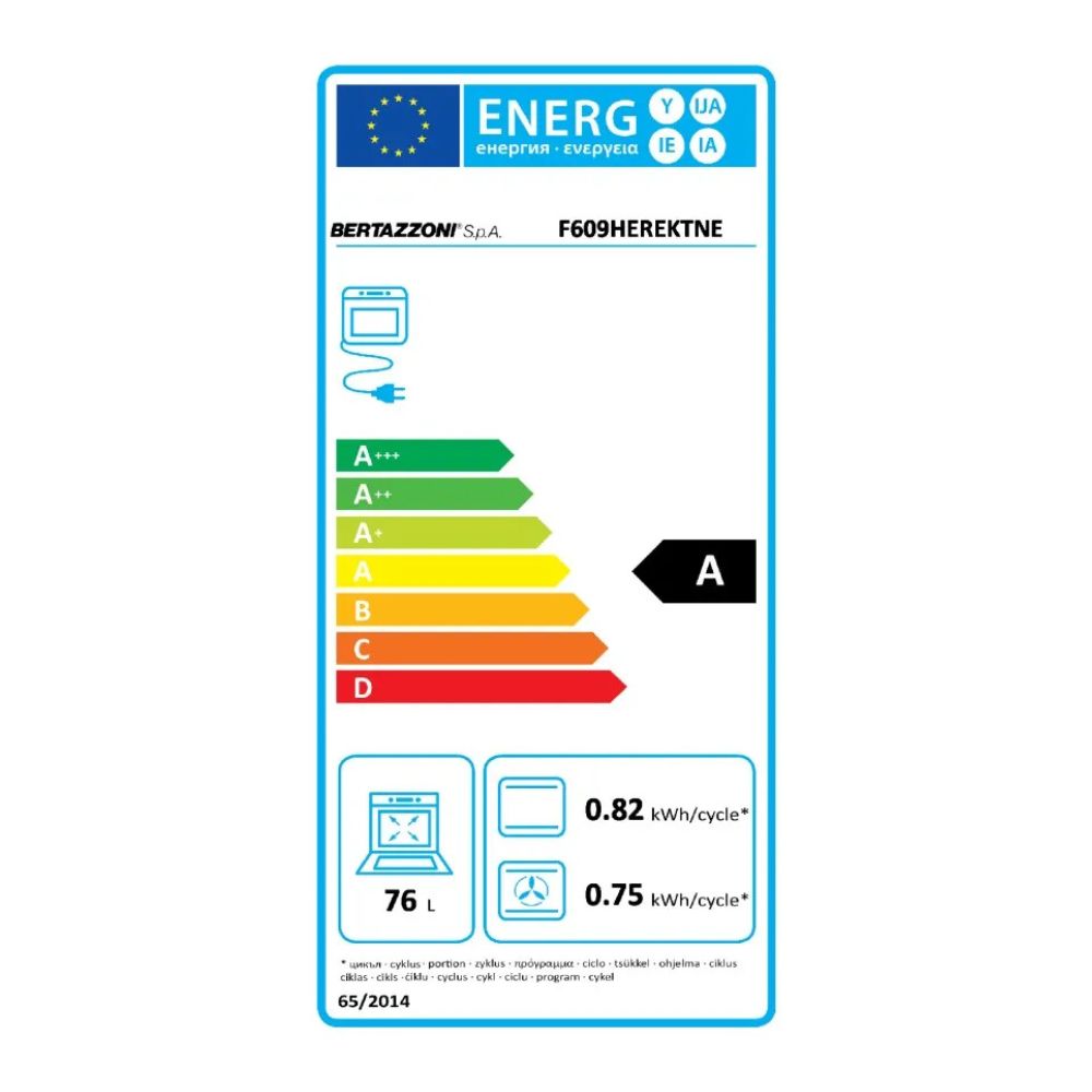 Elektrobackofen 76 Liter Bertazzoni F609HEREKNE Energieklasse A mattschwarz