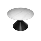 Set 2 tavolini da salotto con piano effetto marmo bianco e gambe in metallo nero Punto