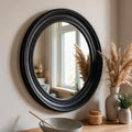 Specchio decorativo rotondo da parete 45x45 cm nero con bordo interno perlinato MR512