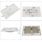 Lavabo consolle d'appoggio in ceramica bianco 81x46.5x17H VA836-80