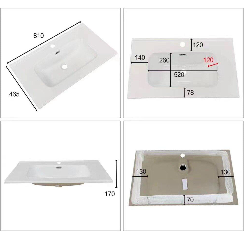Lavabo consolle d'appoggio in ceramica bianco 81x46.5x17H VA836-80