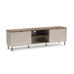 Mobile porta Tv 2 ante design geometrico e vani a giorno cashmere e top rovere Mirage03