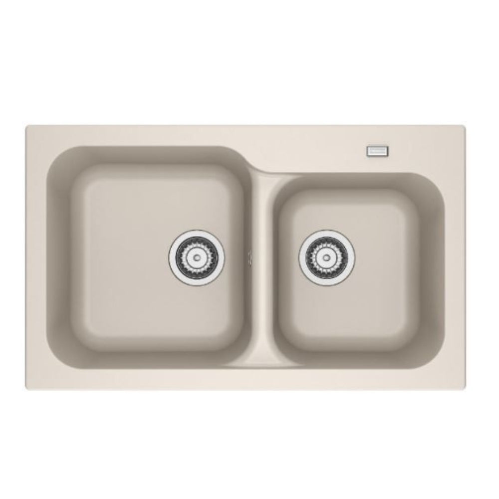 Lavello cucina 2 vasche incasso in tectonite beige 83x50 cm. Franke KID620