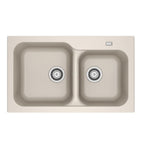 Lavello cucina 2 vasche incasso in tectonite beige 83x50 cm. Franke KID620