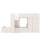 Lit superposé avec armoire et tiroirs couleur blanc 295x110x150H - Witt