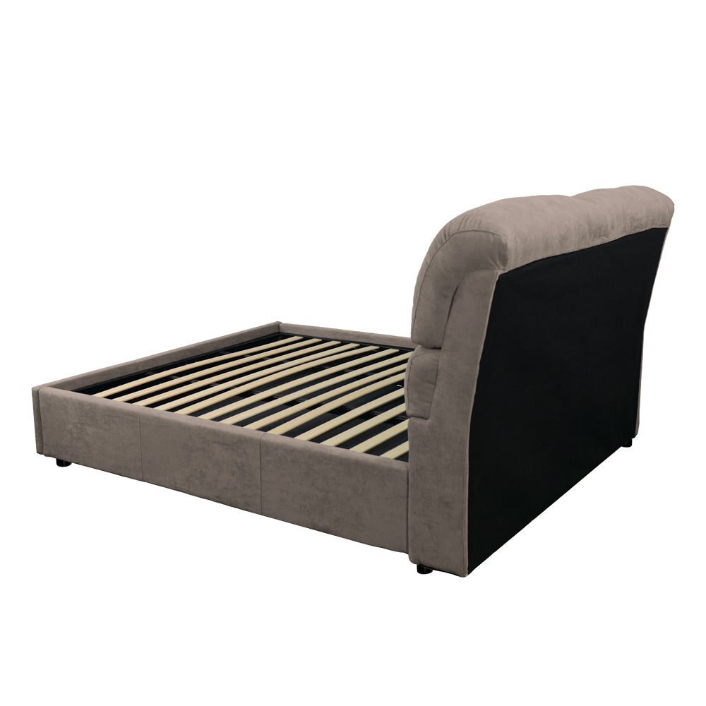 Letto matrimoniale con contenitore in tessuto colore tortora - Sofaback