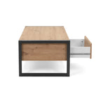 Tavolino da salotto 100x40h cm con cassetto e vano colore quercia e antracite - Denver