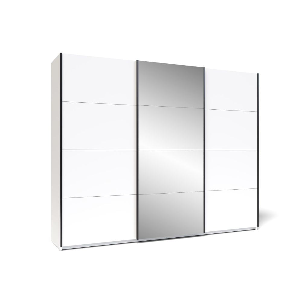 Armadio con ante scorrevoli colore bianco con specchio 255x205H cm - Zegna
