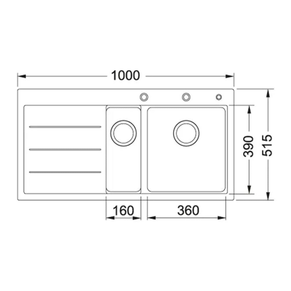 Lavello cucina 2 vasche da incasso bianco 100x50.5 cm. gocciolatoio destro Franke TFF651 Mythos Fusion