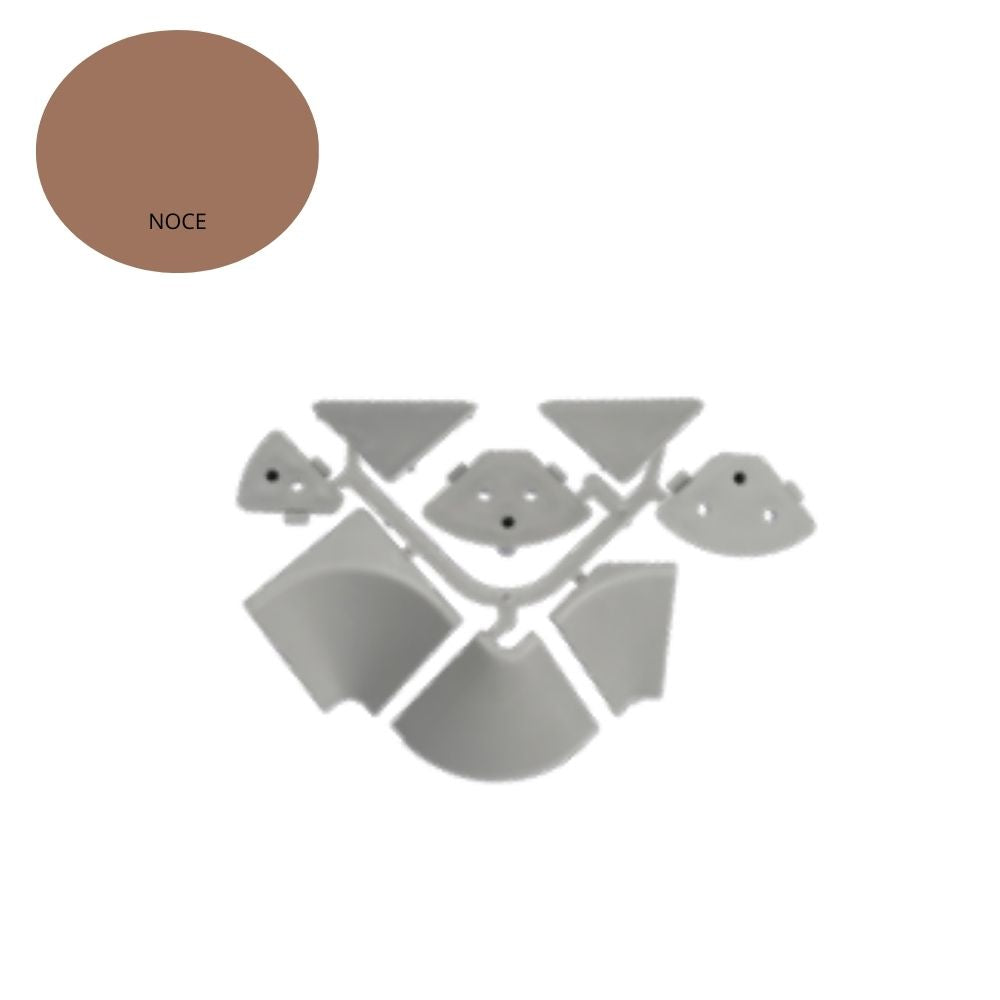 Kit de connecteurs et accessoires pour plinthe triangulaire de cuisine couleur noyer