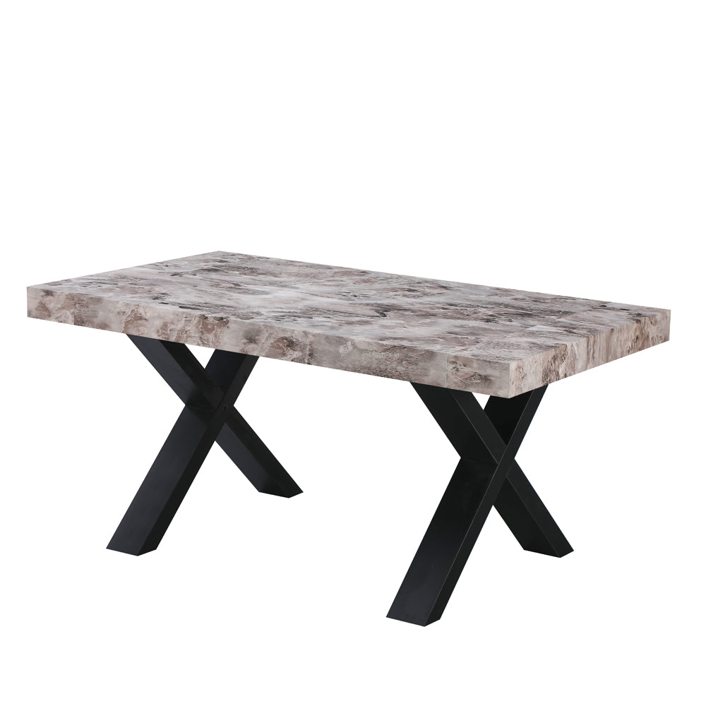 Tavolo allungabile da 160 a 240 cm effetto marmo grigio con gambe nere Cindy Gondar