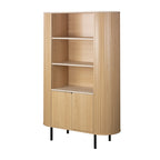 Credenza colore rovere oak e ripiani effetto travertino e laterali listellati 100 cm Fabia53A