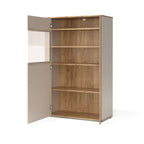 Vetrina con anta a listelli verticali cashmere e rovere evoque 90x42x146H Frezo06