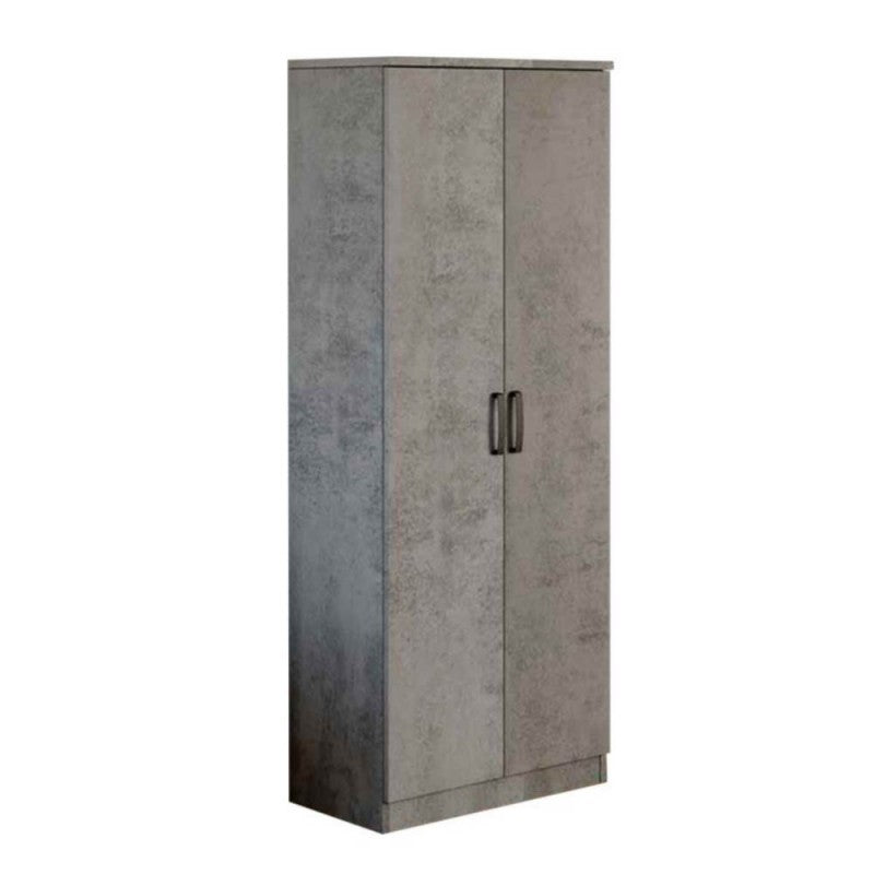 Scarpiera armadio con 2 ante e ripiani colore cemento 71x182H cm - Gabriella