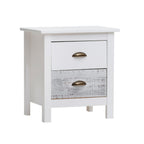 Comodino in legno massiccio colore bianco e grigio 46x35x49,5H cm - Romantica
