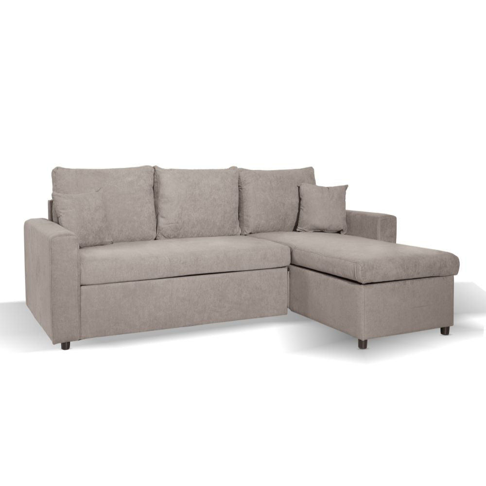 Divano con penisola reversibile funzione letto tessuto tortora 225x148x81H Golf