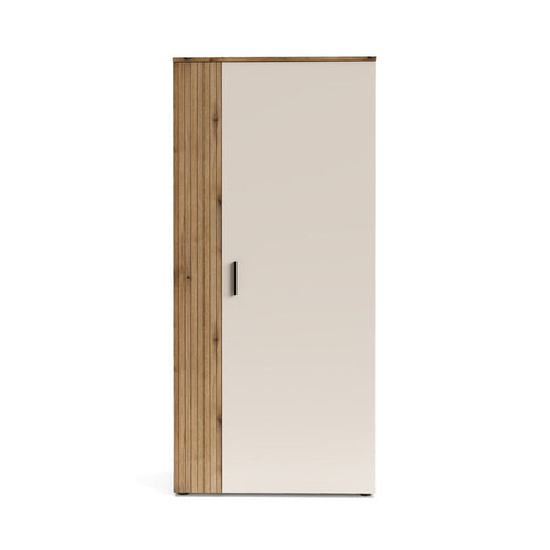 Armadio 2 ante in cashmere e listelli verticali rovere evoque 90x55x195 Frezo08