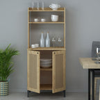 Credenza 70x164h cm con 2 ante e vani a giorno colore rovere - Zanne