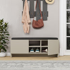 Banc à chaussures avec coussin et 2 portes couleur sandstone Zulla