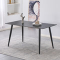 Tavolo da pranzo 160×90 cm in ceramica effetto marmo nero con venature oro e gambe nere Kilo 
