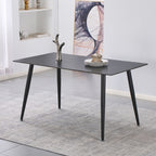 Tavolo da pranzo 160×90 cm in ceramica effetto marmo nero con venature oro e gambe nere Kilo 