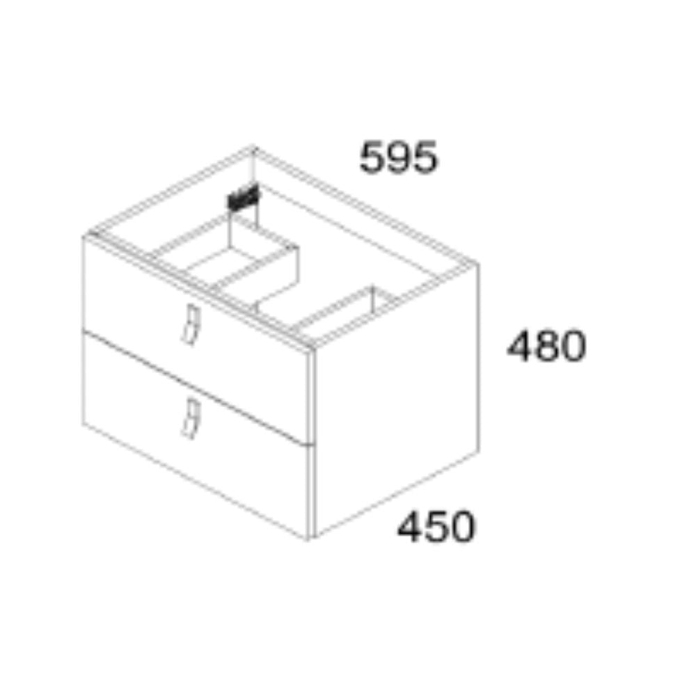 Mobile bagno sospeso con 2 cassetti colore verde oliva 60x45x48H cm - Vitty