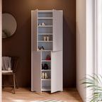 Armoire multi-usage 4 portes 74.5x35x192 coloris gris clair Medea